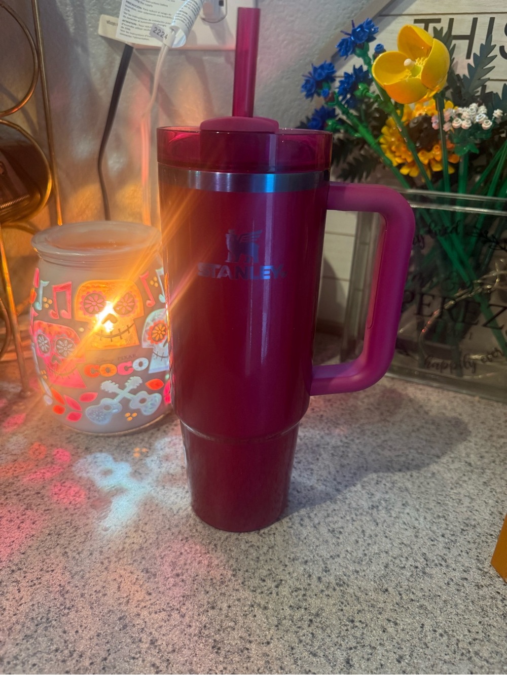 Stanley Magenta Insulated Tumbler with Handle and Straw 30oz - Picture 1 of 2